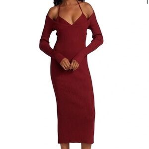 Jonathan Simkhai Liza Scoop Neck Long Sleeve Compact Rib knit Dress